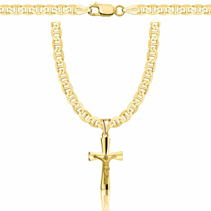 POZŁACANY SREBRNY ŁAŃCUSZEK GUCCI Z KRZYŻYKIEM 925 585 - 4,5MM