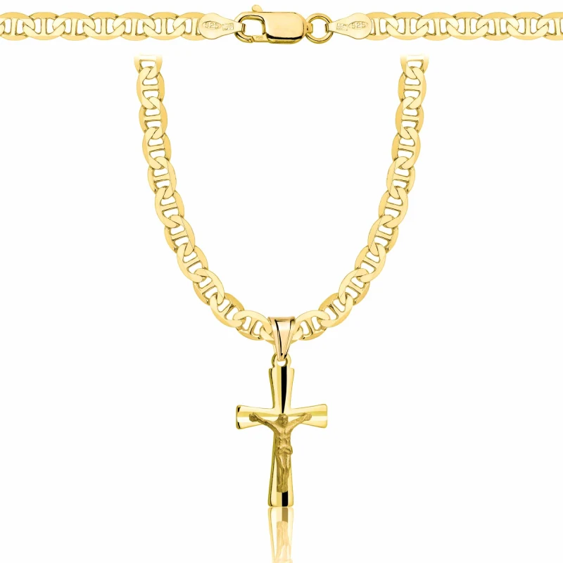 POZŁACANY SREBRNY ŁAŃCUSZEK GUCCI Z KRZYŻYKIEM 925 585 - 4,5MM