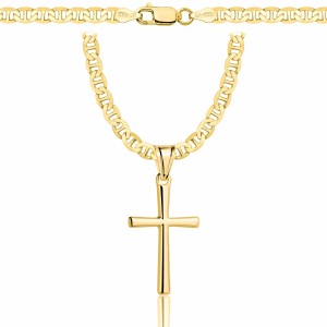 POZŁACANY SREBRNY ŁAŃCUSZEK GUCCI Z KRZYŻYKIEM 925 585 - 4,5MM