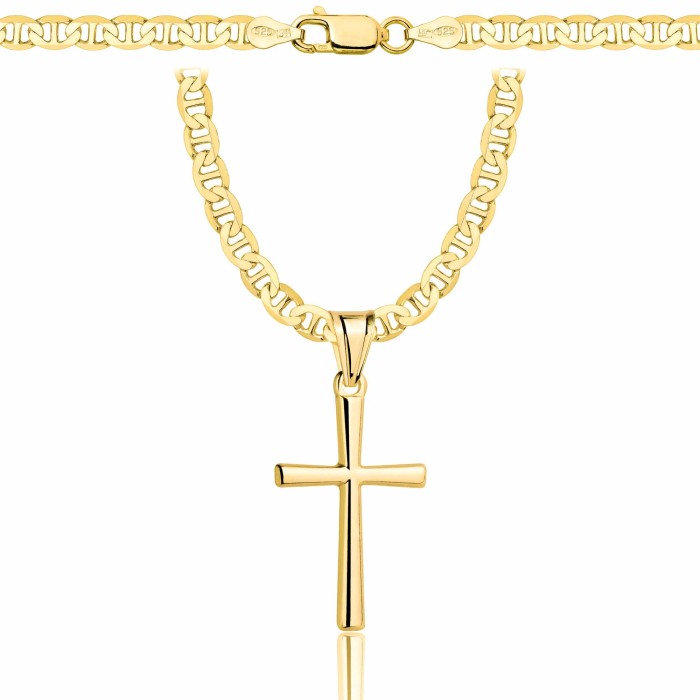 POZŁACANY SREBRNY ŁAŃCUSZEK GUCCI Z KRZYŻYKIEM 925 585 - 4,5MM