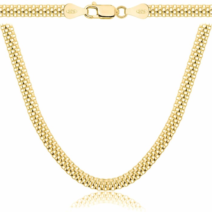 POZŁACANY SREBRNY ŁAŃCUSZEK TUB 925 585 - 4MM