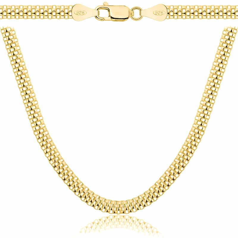 POZŁACANY SREBRNY ŁAŃCUSZEK TUB 925 585 - 4MM