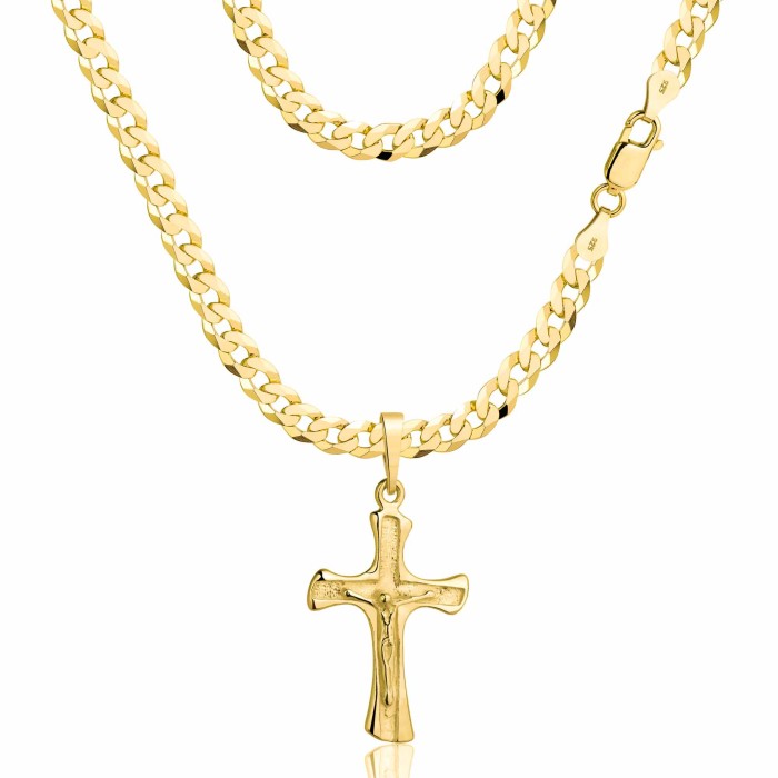 POZŁACANY SREBRNY ŁAŃCUSZEK PANCERKA Z KRZYŻYKIEM 925 585 - 3,8MM