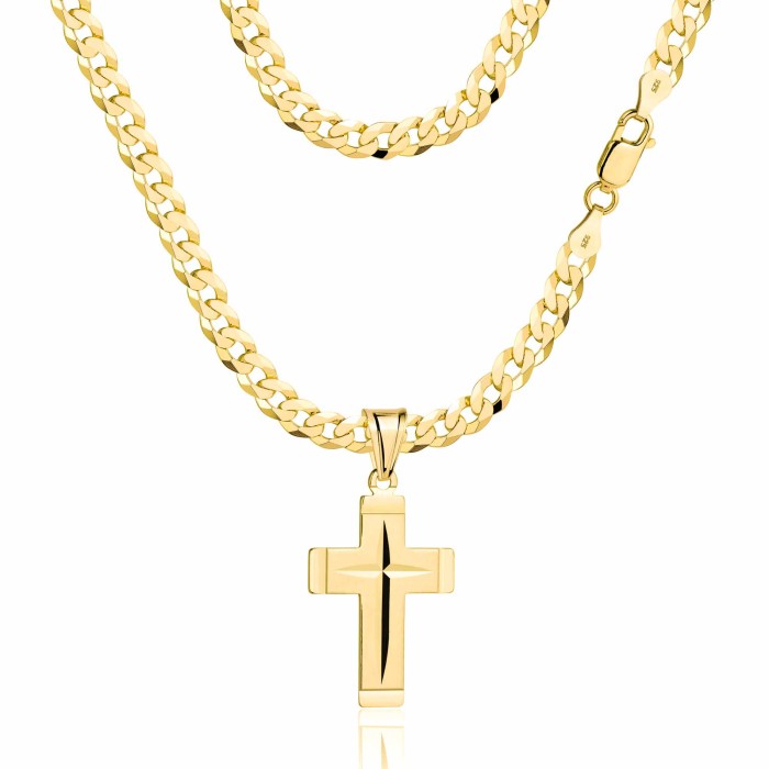 POZŁACANY SREBRNY ŁAŃCUSZEK PANCERKA Z KRZYŻYKIEM 925 585 - 3,8MM