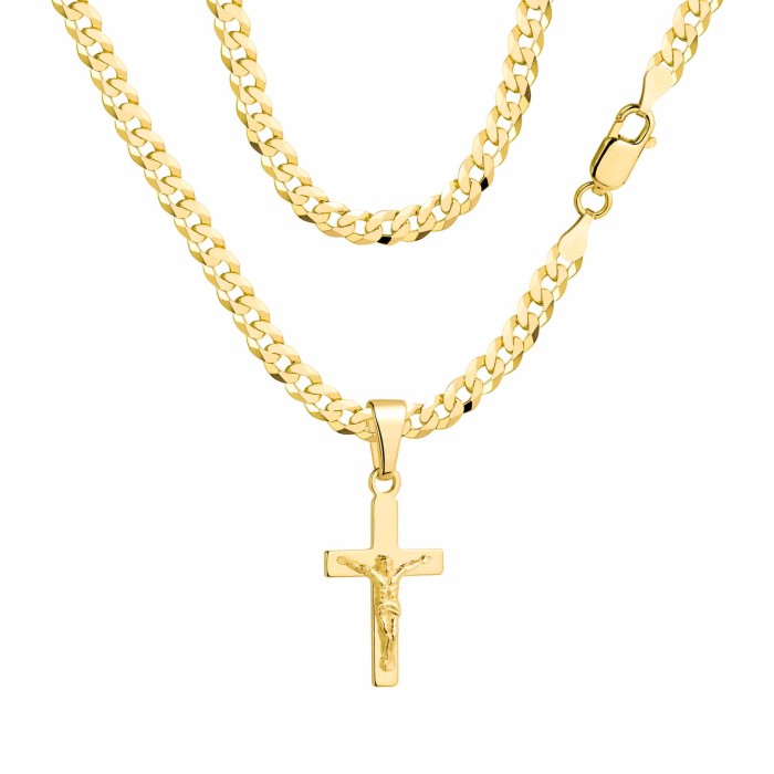 POZŁACANY SREBRNY ŁAŃCUSZEK PANCERKA Z KRZYŻYKIEM 925 585 - 3,8MM