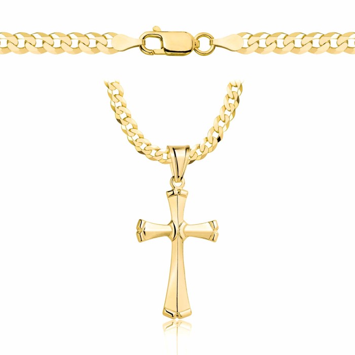 POZŁACANY SREBRNY ŁAŃCUSZEK PANCERKA Z KRZYŻYKIEM 925 585 - 3,8MM