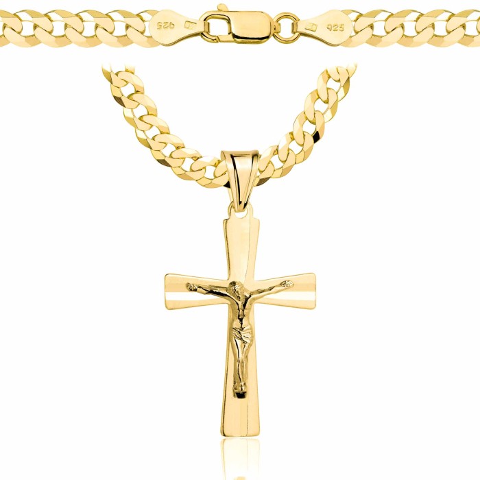 POZŁACANY SREBRNY ŁAŃCUSZEK PANCERKA Z KRZYŻYKIEM 925 585 - 5,6MM