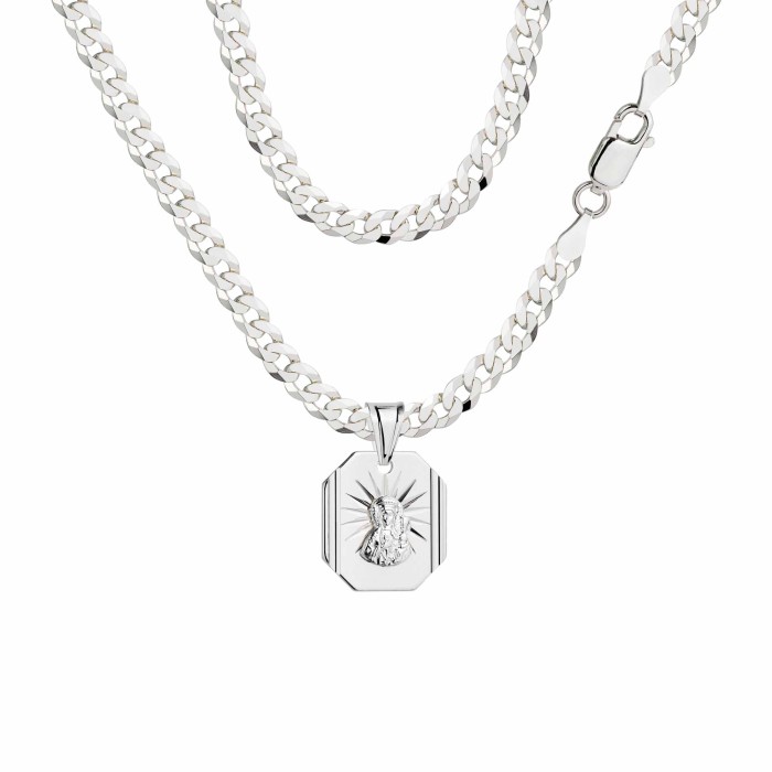 SREBRNY ŁAŃCUSZEK PANCERKA Z MEDALIKIEM 925 - 3,8MM