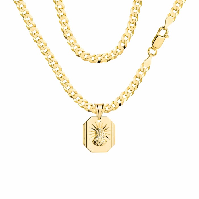 POZŁACANY SREBRNY ŁAŃCUSZEK PANCERKA Z MEDALIKIEM 925 585 - 3,8MM