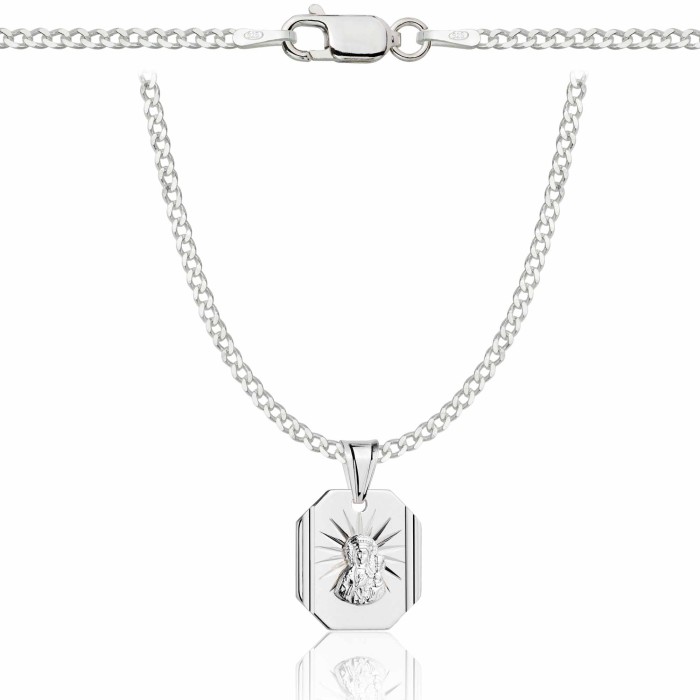 SREBRNY ŁAŃCUSZEK PANCERKA Z MEDALIKIEM 925 - 2MM