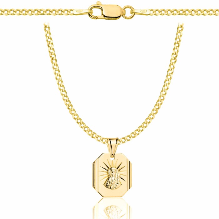 POZŁACANY SREBRNY ŁAŃCUSZEK PANCERKA Z MEDALIKIEM 925 585 - 2MM