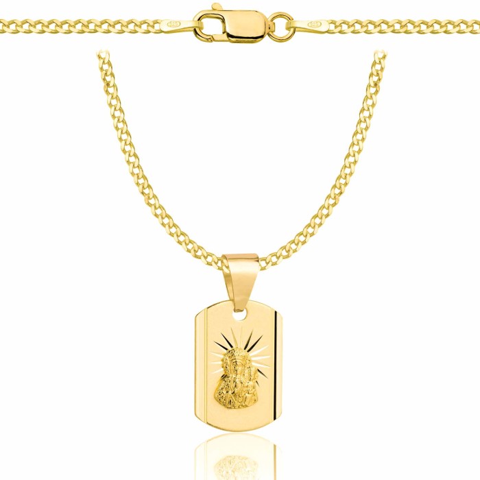 POZŁACANY SREBRNY ŁAŃCUSZEK PANCERKA Z MEDALIKIEM 925 585 - 2MM