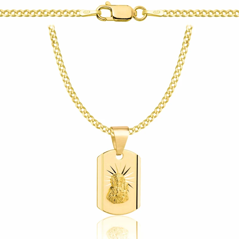 POZŁACANY SREBRNY ŁAŃCUSZEK PANCERKA Z MEDALIKIEM 925 585 - 2MM