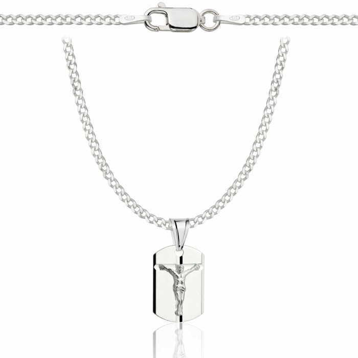 SREBRNY ŁAŃCUSZEK PANCERKA Z MEDALIKIEM 925 - 2MM