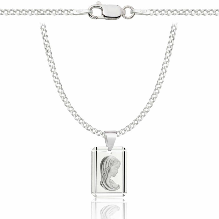 SREBRNY ŁAŃCUSZEK PANCERKA Z MEDALIKIEM 925 - 2MM