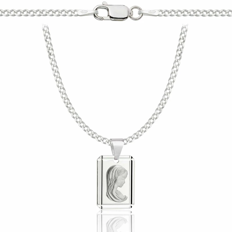 SREBRNY ŁAŃCUSZEK PANCERKA Z MEDALIKIEM 925 - 2MM