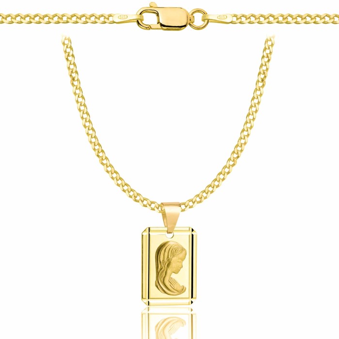 POZŁACANY SREBRNY ŁAŃCUSZEK PANCERKA Z MEDALIKIEM 925 585 - 2MM