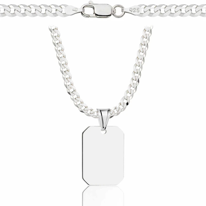 SREBRNY ŁAŃCUSZEK PANCERKA Z NIEŚMIERTELNIKIEM 925 - 3,8MM