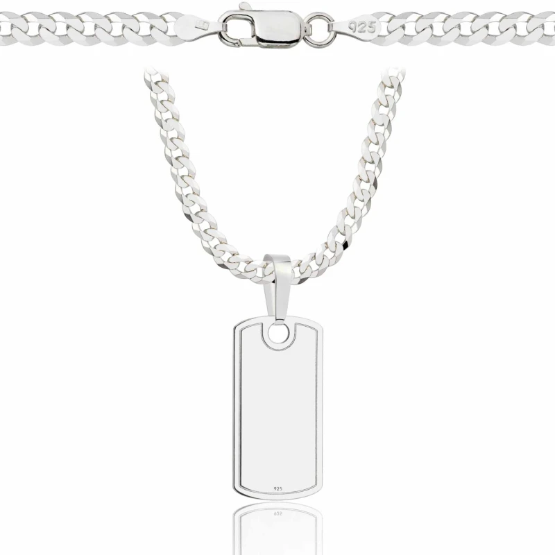 SREBRNY ŁAŃCUSZEK PANCERKA Z NIEŚMIERTELNIKIEM 925 - 3,8MM