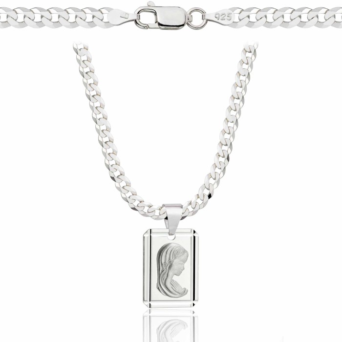 SREBRNY ŁAŃCUSZEK PANCERKA Z MEDALIKIEM 925 - 3,8MM