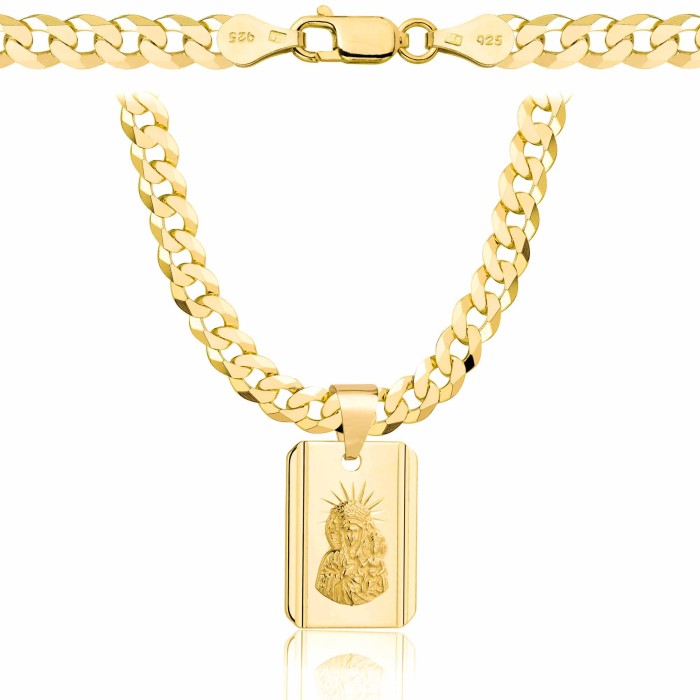 POZŁACANY SREBRNY ŁAŃCUSZEK PANCERKA Z MEDALIKIEM 925 585 - 5,6MM