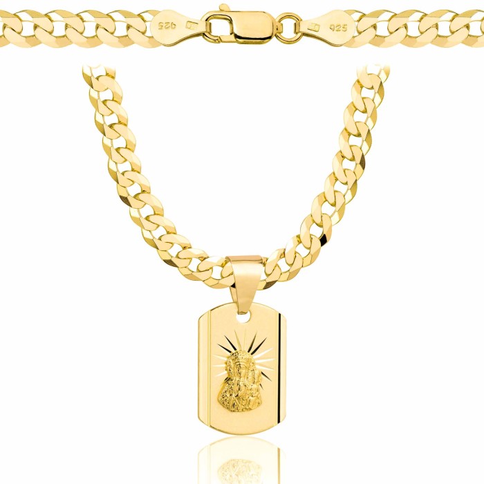 POZŁACANY SREBRNY ŁAŃCUSZEK PANCERKA Z MEDALIKIEM 925 585 - 5,6MM