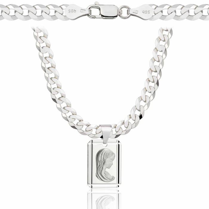SREBRNY ŁAŃCUSZEK PANCERKA Z MEDALIKIEM 925 - 5,6MM