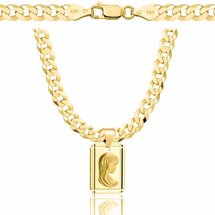 POZŁACANY SREBRNY ŁAŃCUSZEK PANCERKA Z MEDALIKIEM 925 585 - 5,6MM