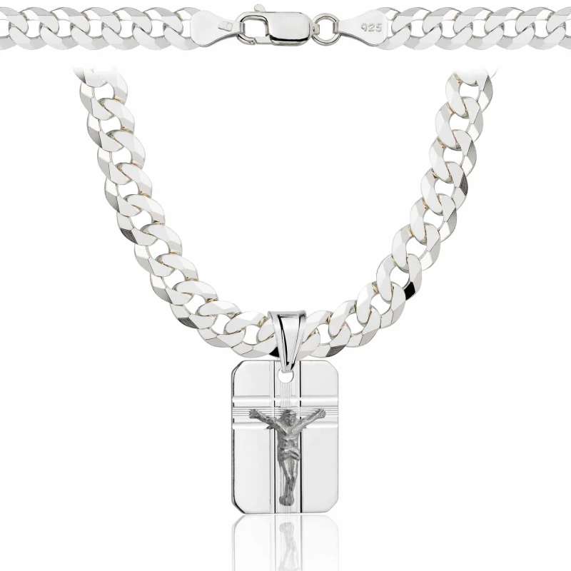 SREBRNY ŁAŃCUSZEK PANCERKA Z MEDALIKIEM 925 - 6,5MM