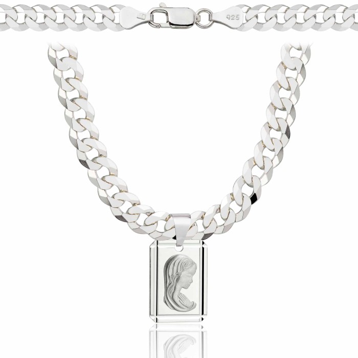 SREBRNY ŁAŃCUSZEK PANCERKA Z MEDALIKIEM 925 - 6,5MM