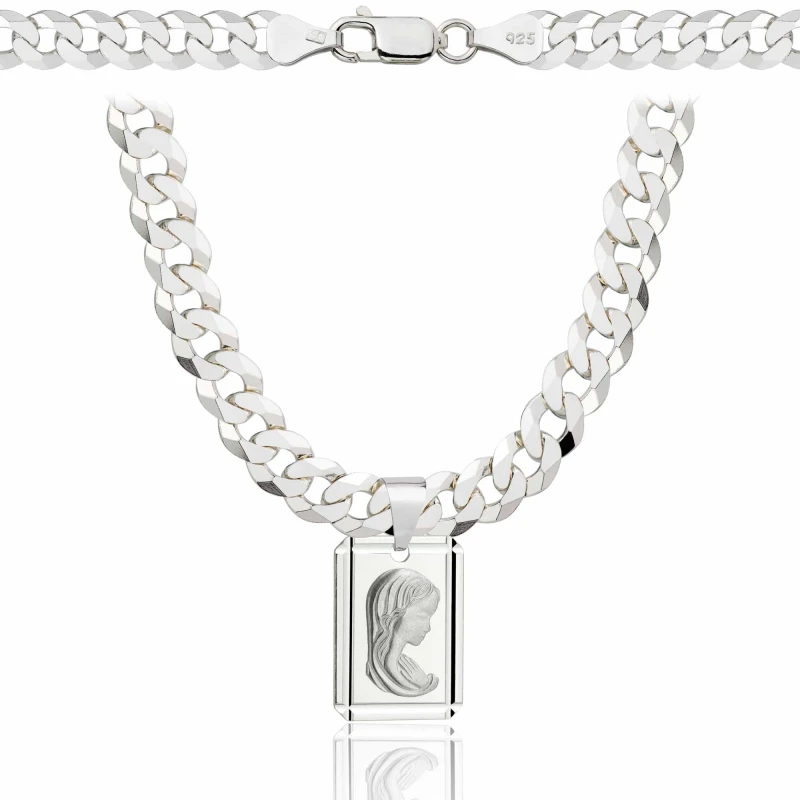 SREBRNY ŁAŃCUSZEK PANCERKA Z MEDALIKIEM 925 - 6,5MM