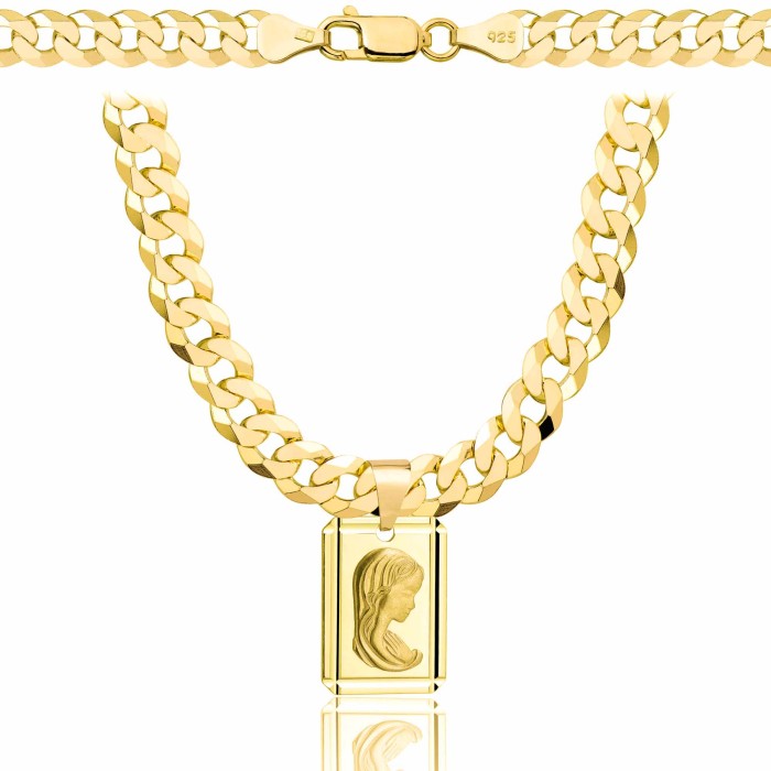 POZŁACANY SREBRNY ŁAŃCUSZEK PANCERKA Z MEDALIKIEM 925 585 - 6,5MM