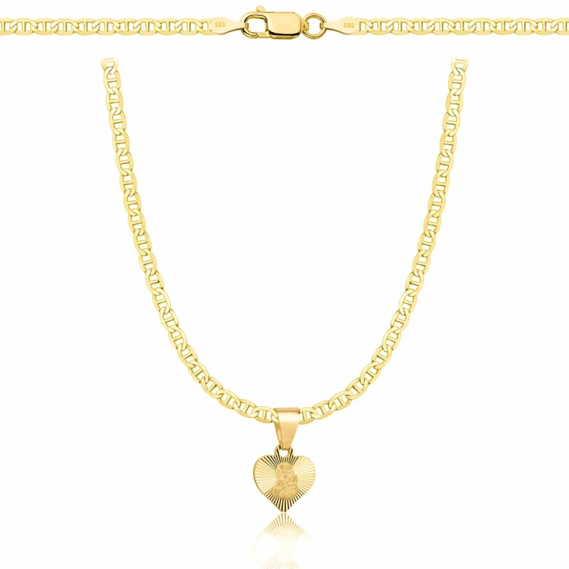 POZŁACANY SREBRNY NASZYJNIK GUCCI SERCE 925 585 - 2,6MM