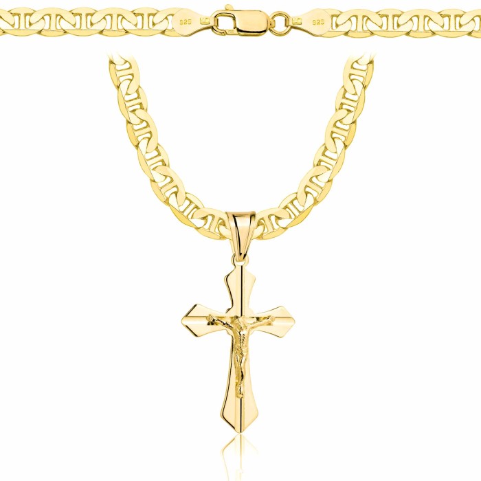 POZŁACANY SREBRNY ŁAŃCUSZEK GUCCI Z KRZYŻYKIEM 925 - 5,5MM