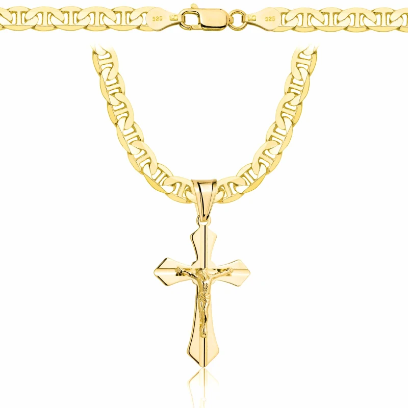 POZŁACANY SREBRNY ŁAŃCUSZEK GUCCI Z KRZYŻYKIEM 925 - 5,5MM
