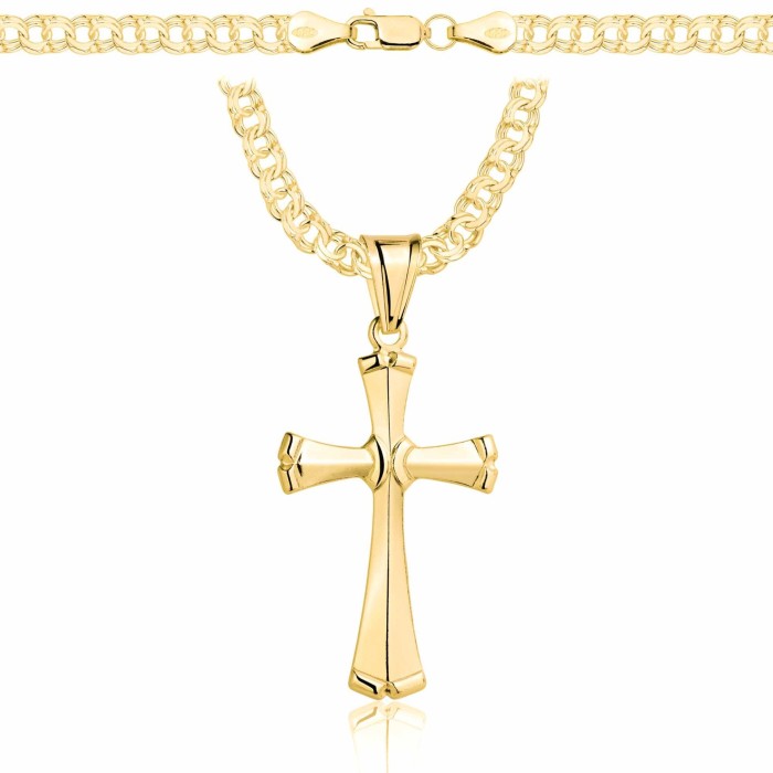 POZŁACANY SREBRNY ŁAŃCUSZEK GALIBARDI Z KRZYŻYKIEM 925 585 - 4,5MM