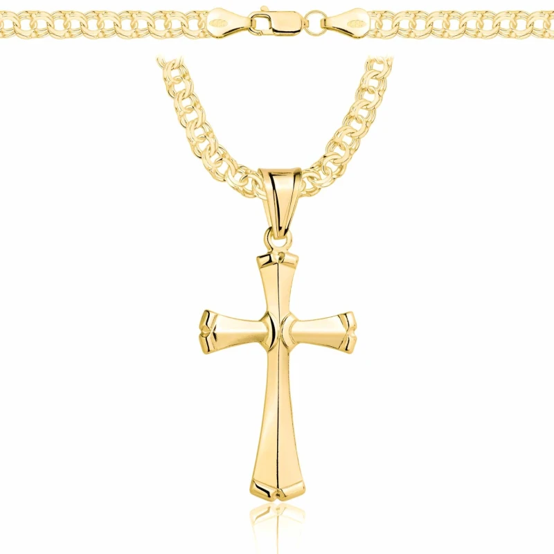 POZŁACANY SREBRNY ŁAŃCUSZEK GALIBARDI Z KRZYŻYKIEM 925 585 - 4,5MM
